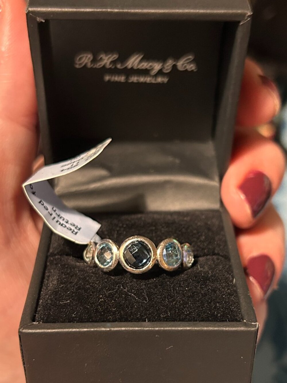 Macy's Blue Topaz band ring in Sterling Silver Size 7 - NWT